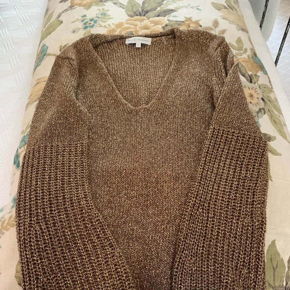 White and Warren gold sweater